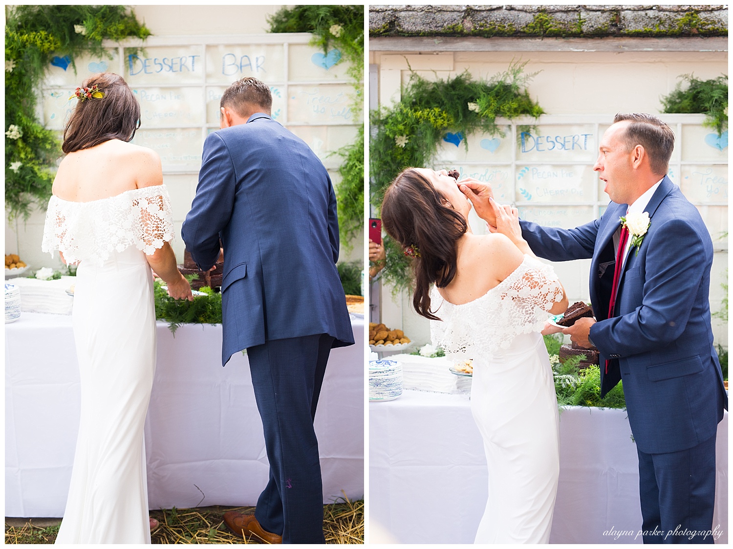 groom smashes wedding cake in brides face
