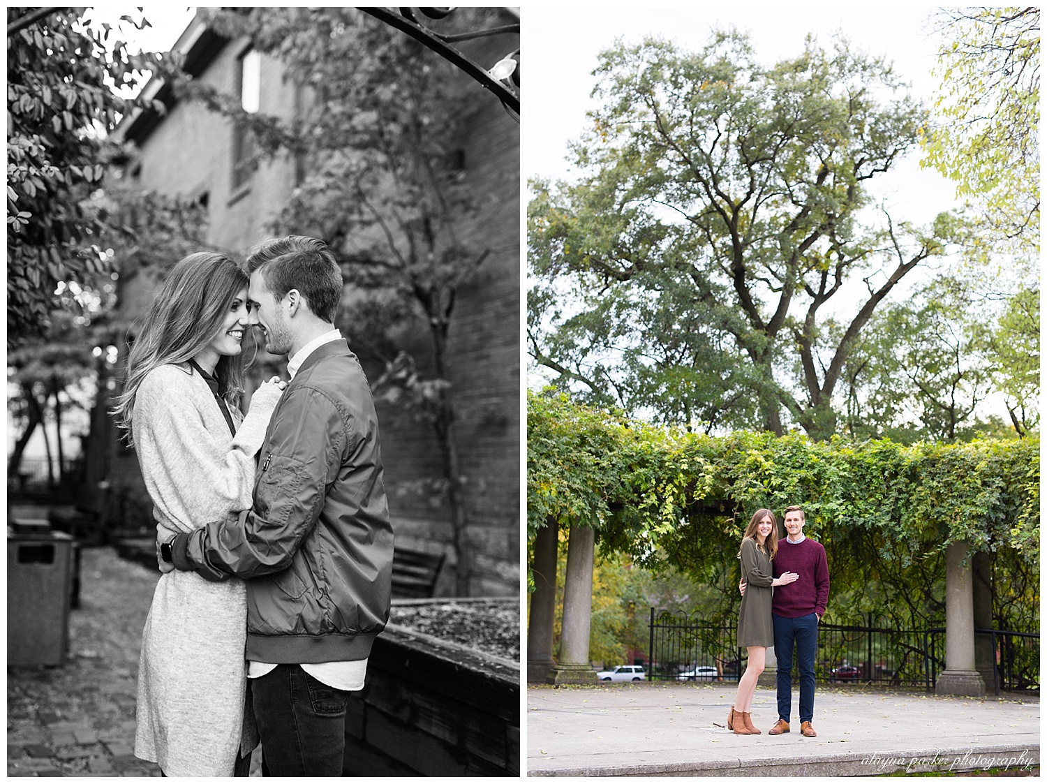 black and white image of couple hugging and smiling at each other at the book in german village