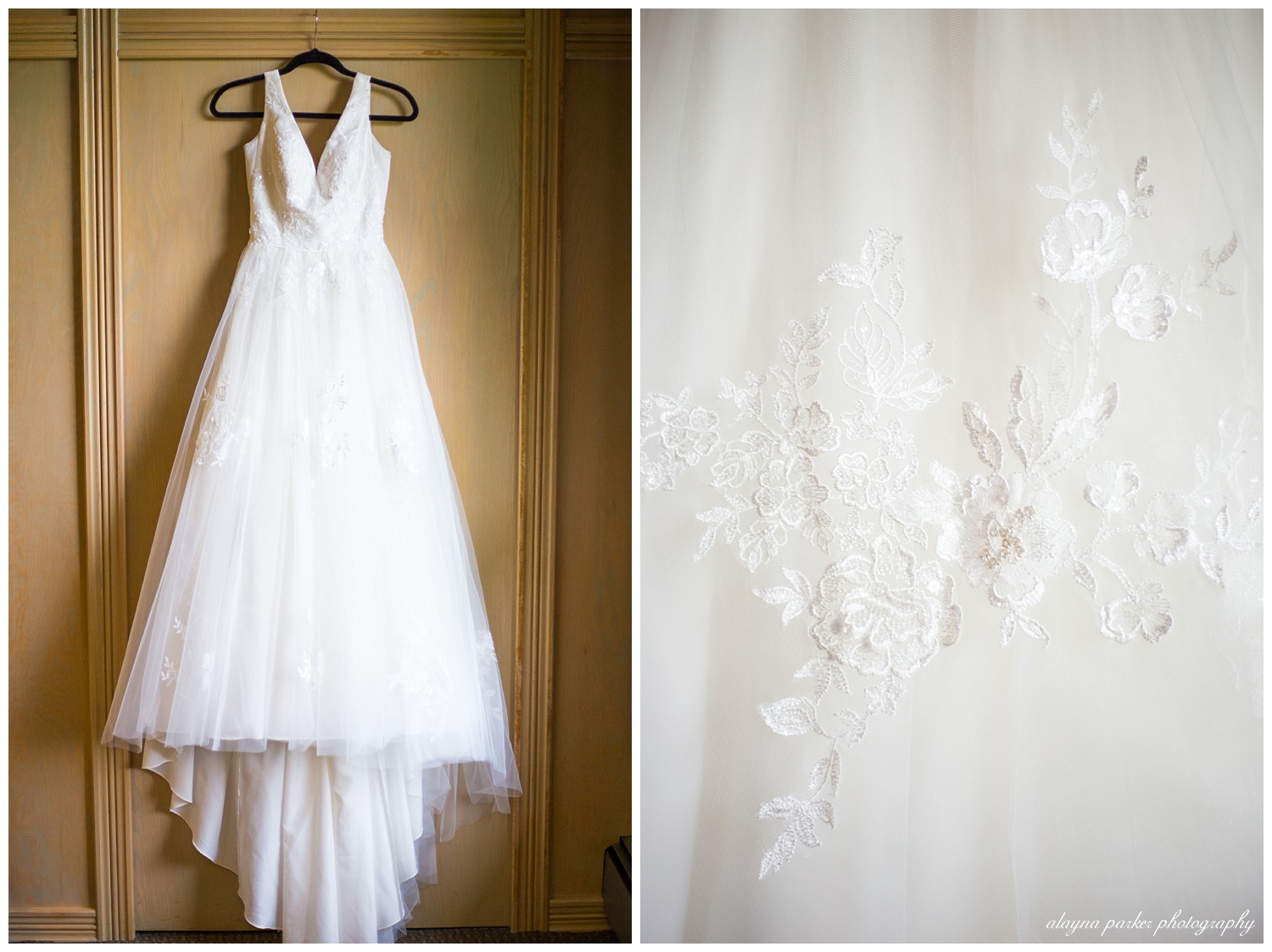 close up of lace on wedding dress