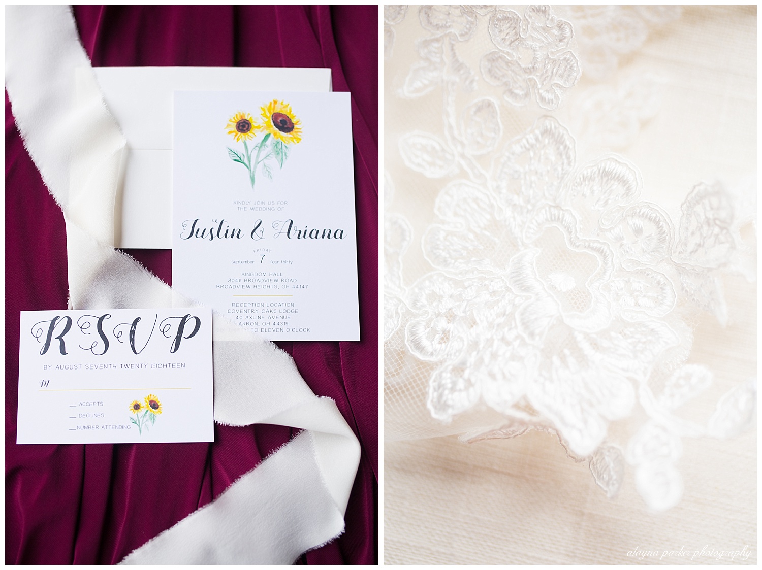 wedding invitation with watercolor sunflowers