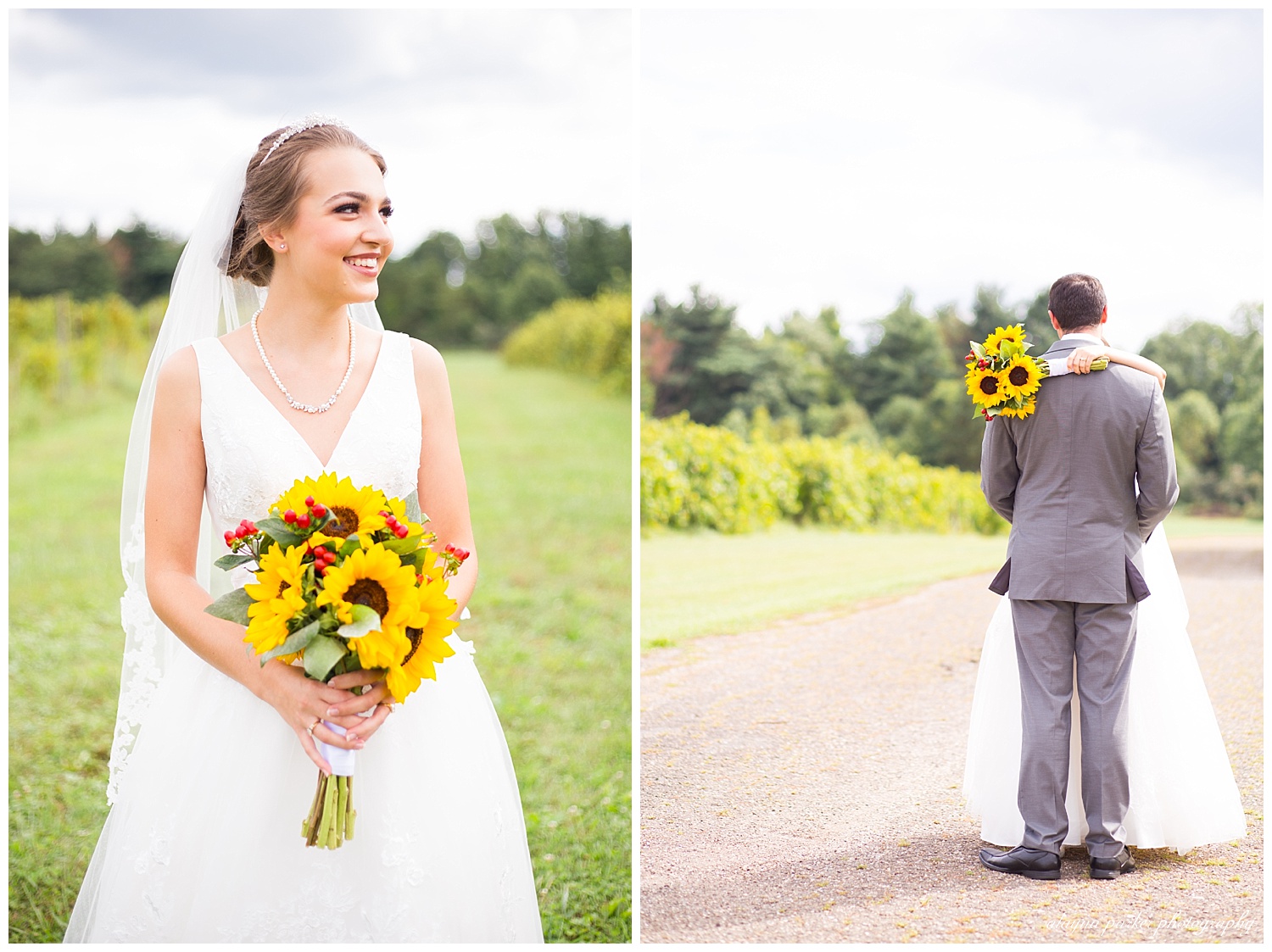 bride smiling at sarah's vineyard