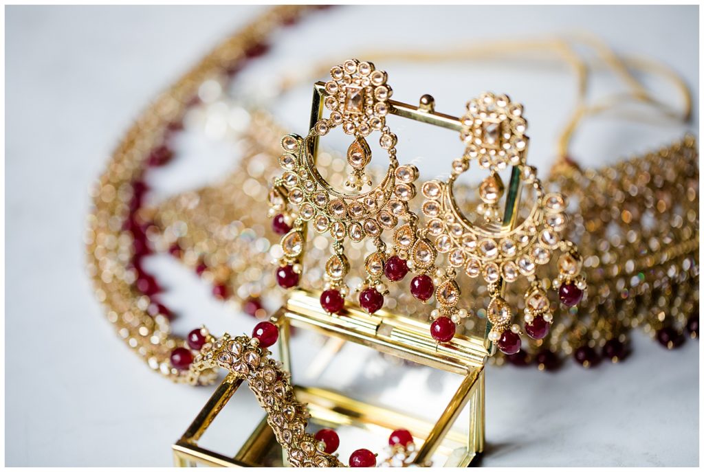 traditional gold and red indian bridal jewelry