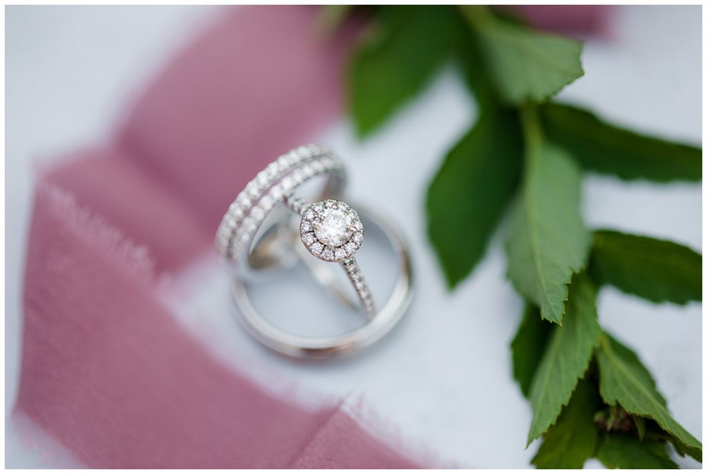 diamond engagement ring with 2 diamond wedding bands