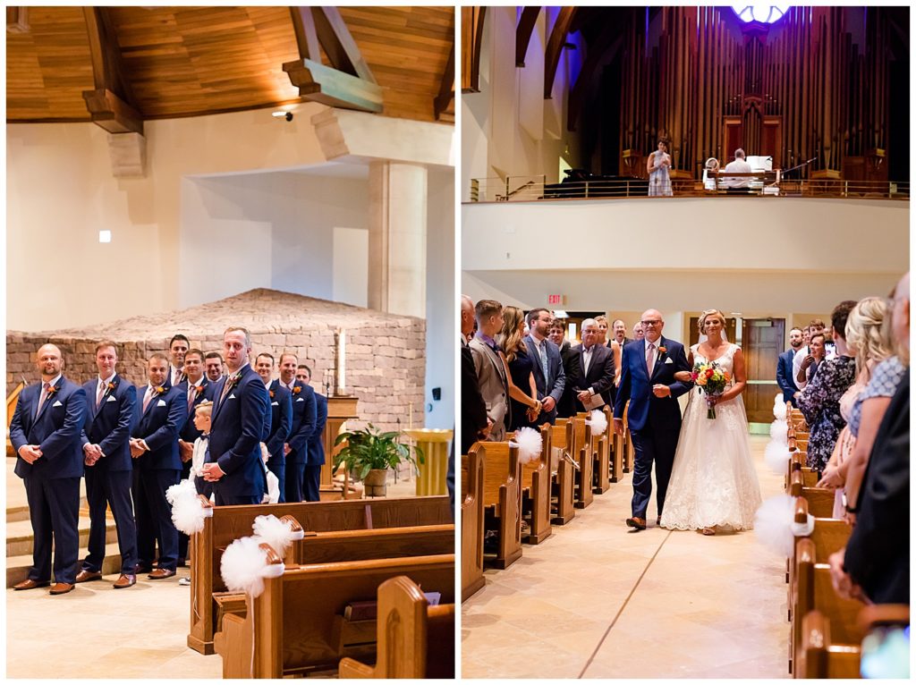 groom seeing bride walk down the aisle
