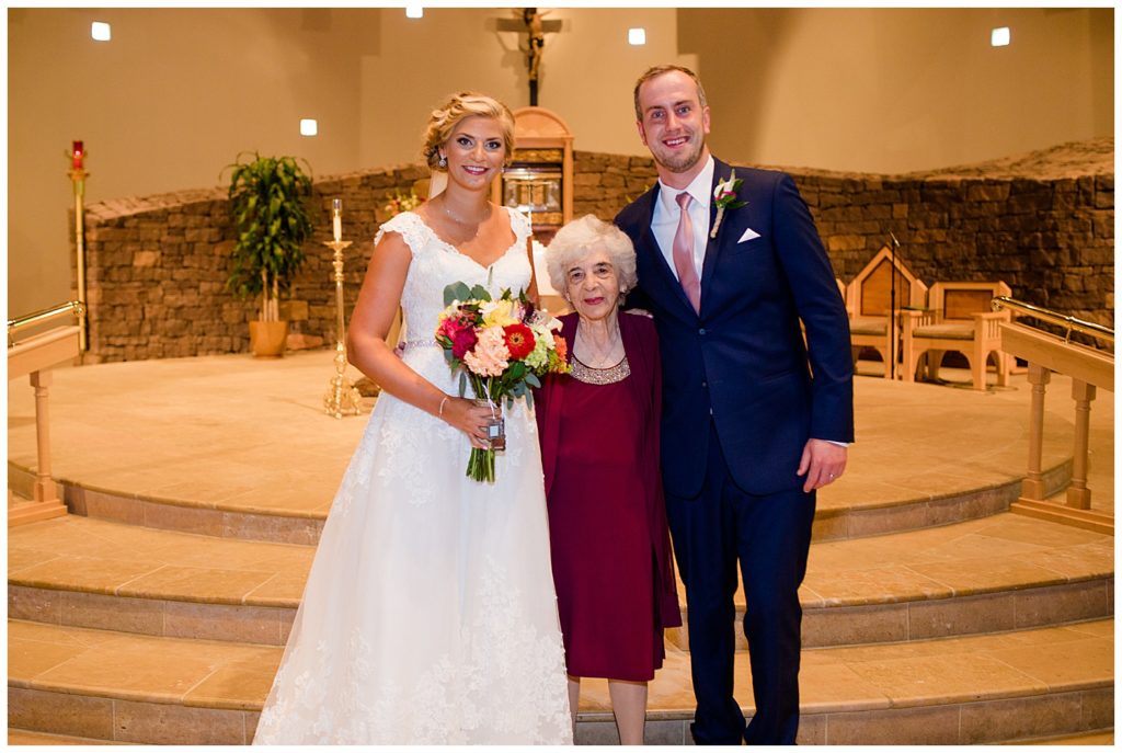 bride and groom with bride's grandmother