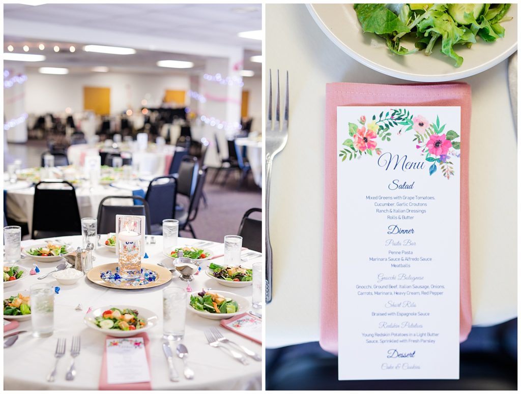 menu card at each table setting