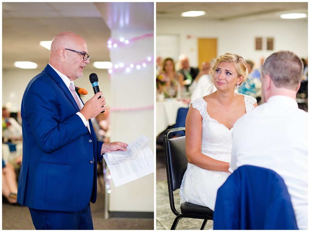 bride crying during father's speech