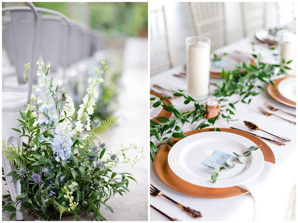 eucalyptus sprig on plates at jorgensen farms oak grove
