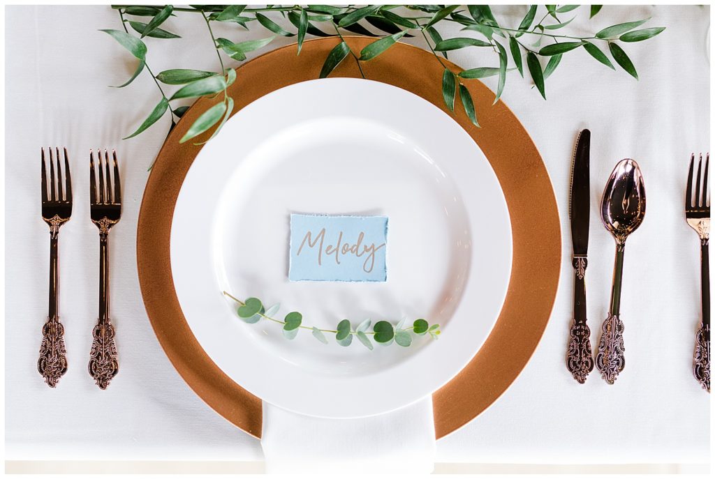 handwritten name card on plate at jorgensen farms oak grove