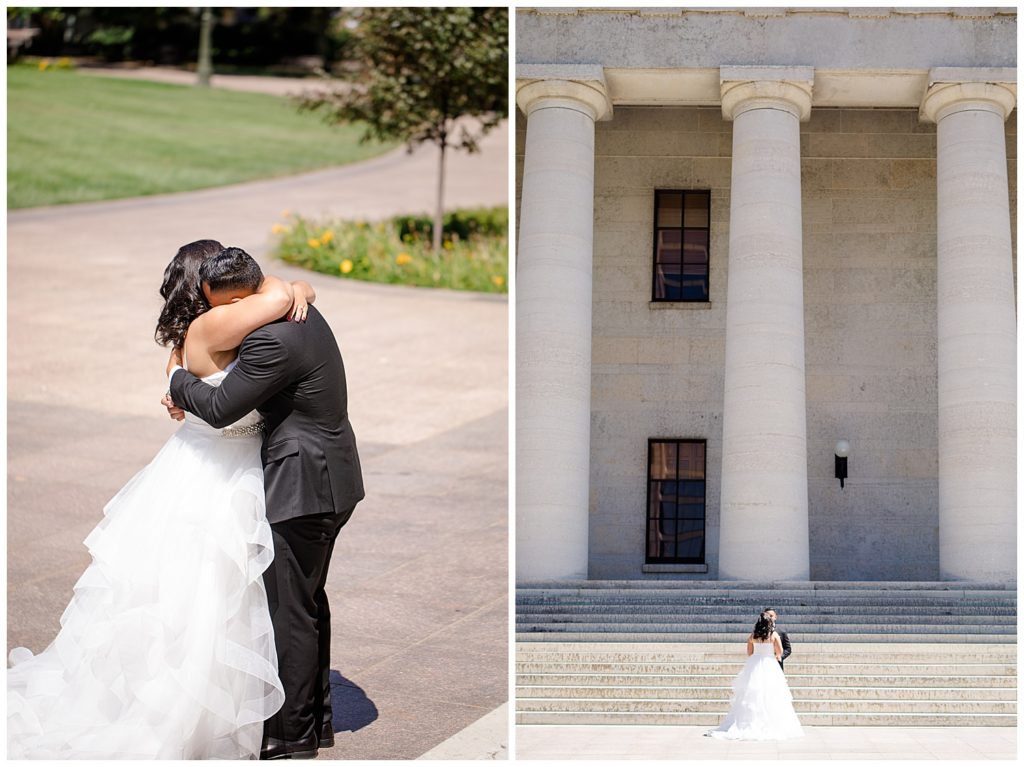 bride and groom share first look at ohio statehouse