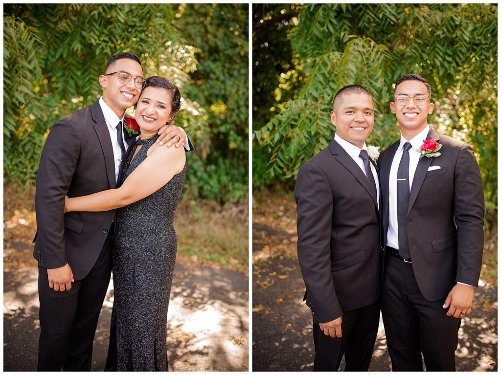 mom hugging groom