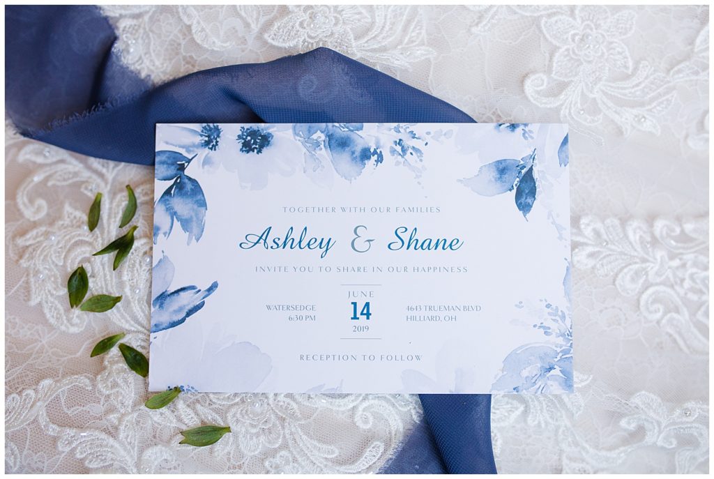 blue watercolor wedding invitation