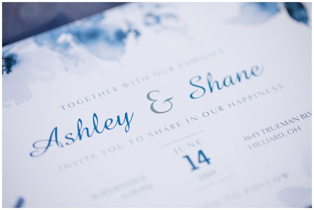 watercolor names on wedding invitation