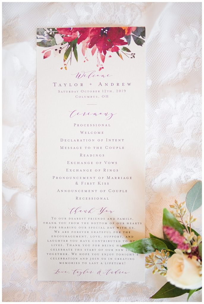 watercolor floral wedding ceremony program