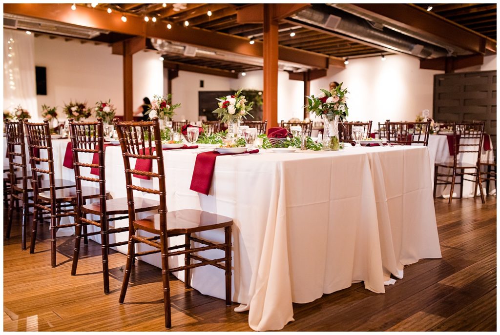 long head table at copius