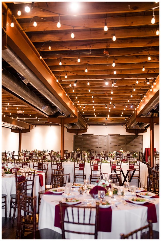 long head table and round guest tables at copius