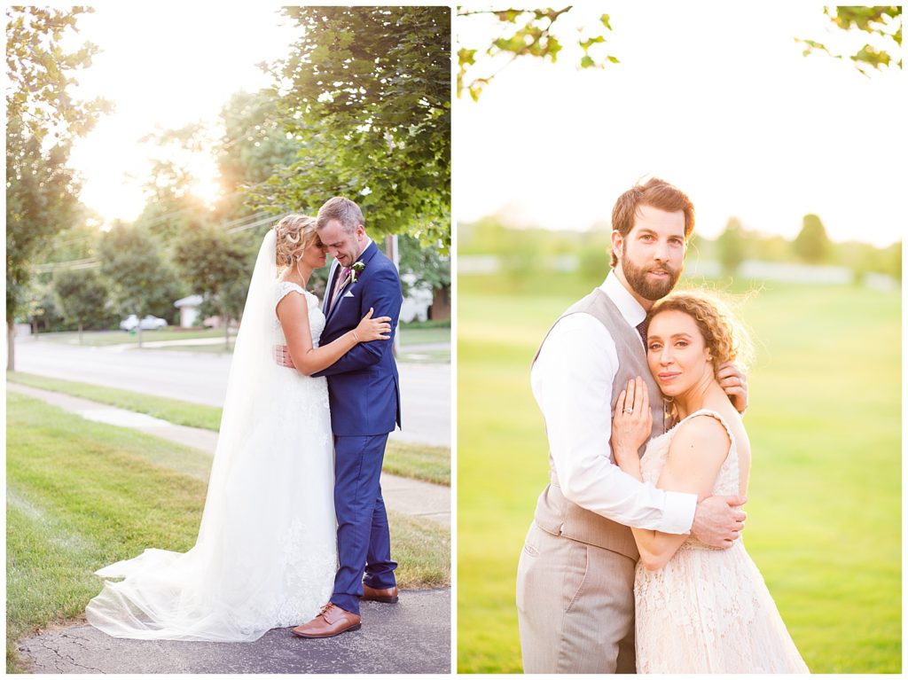 bride and groom during golden hour at new albany country club