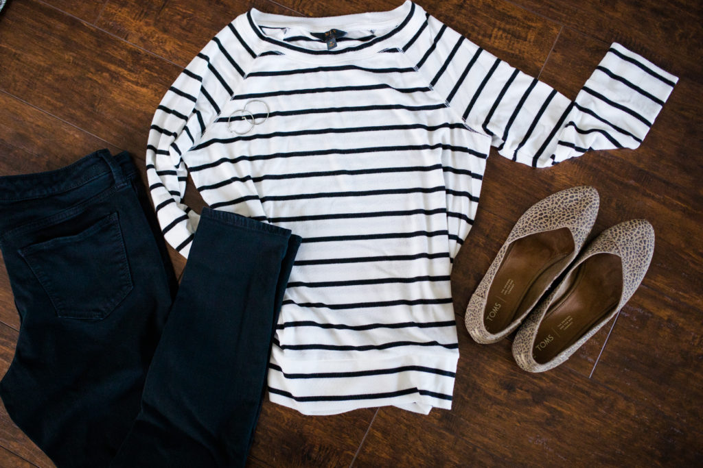 how to style a black and white striped top polished