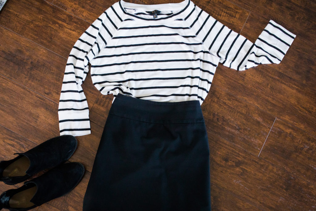how to style a black and white striped top dressy